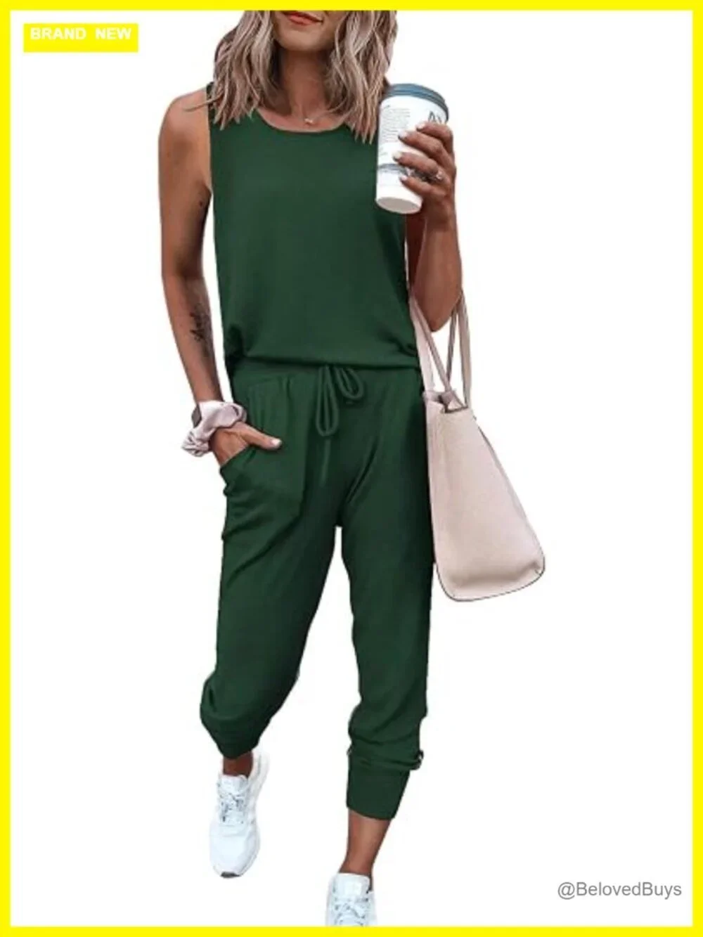 Two Piece Lounge Set Sleeveless Tank Top Jogger Pants Matching Travel Outfit